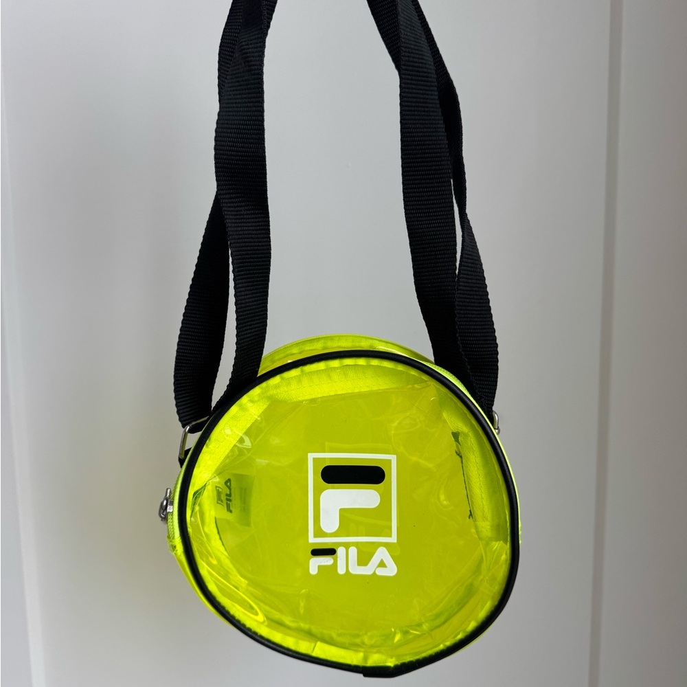 FILA Neon Yellow Round Clear Crossbody with Black Strap
